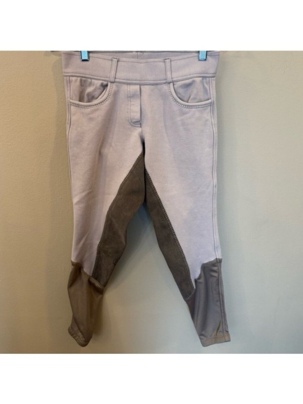 Ovation Beige Riding Breeches Medium Cotton Spandex Full Seat Suede Equestrian